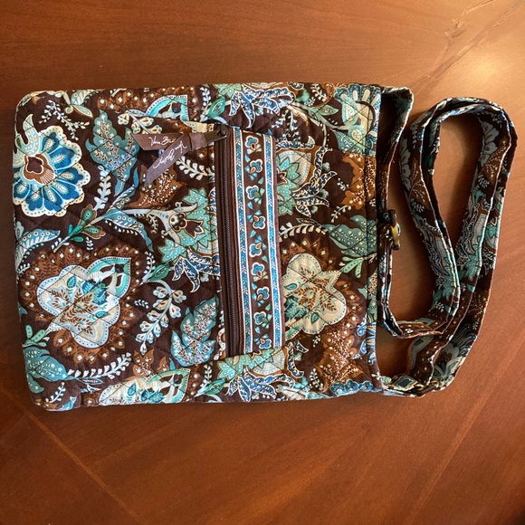 Vera Bradley Teal and Brown Floral Crossbody Bag - Picture 3 of 7